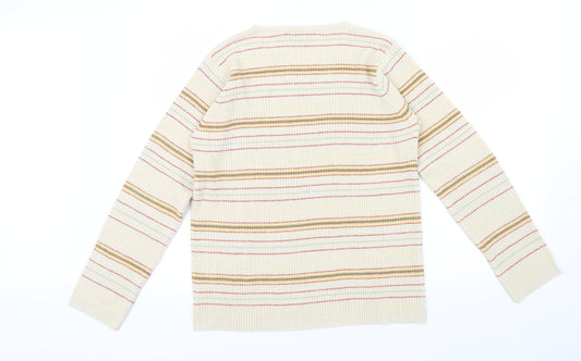 EWM Womens Beige Striped  Pullover Jumper Size M