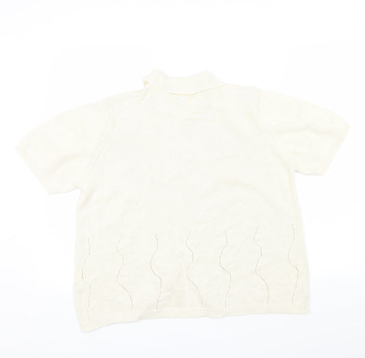M&S Womens Beige Floral  Cardigan Jumper Size 14