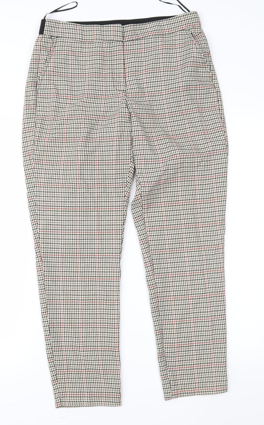 Peacocks Womens Brown Houndstooth  Trousers  Size 10 L27 in