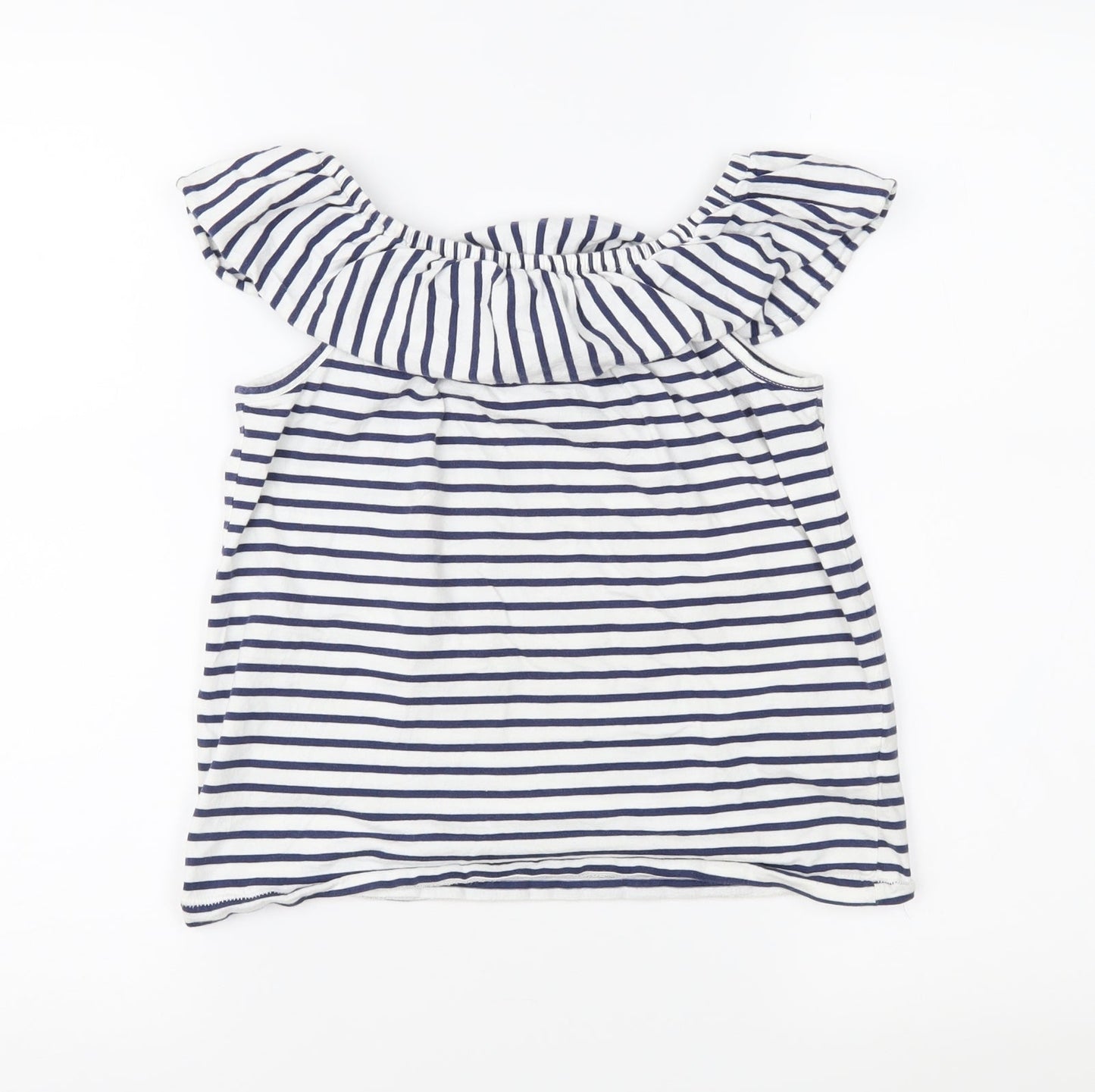 NEXT Girls White Striped Jersey Basic Blouse Size 9 Years
