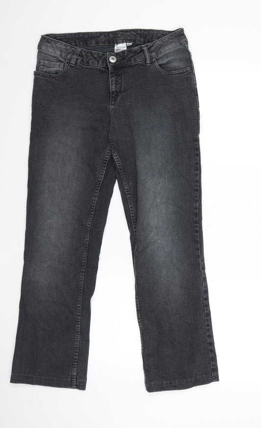 Blue Motion Womens Black  Denim Straight Jeans Size 12 L27 in