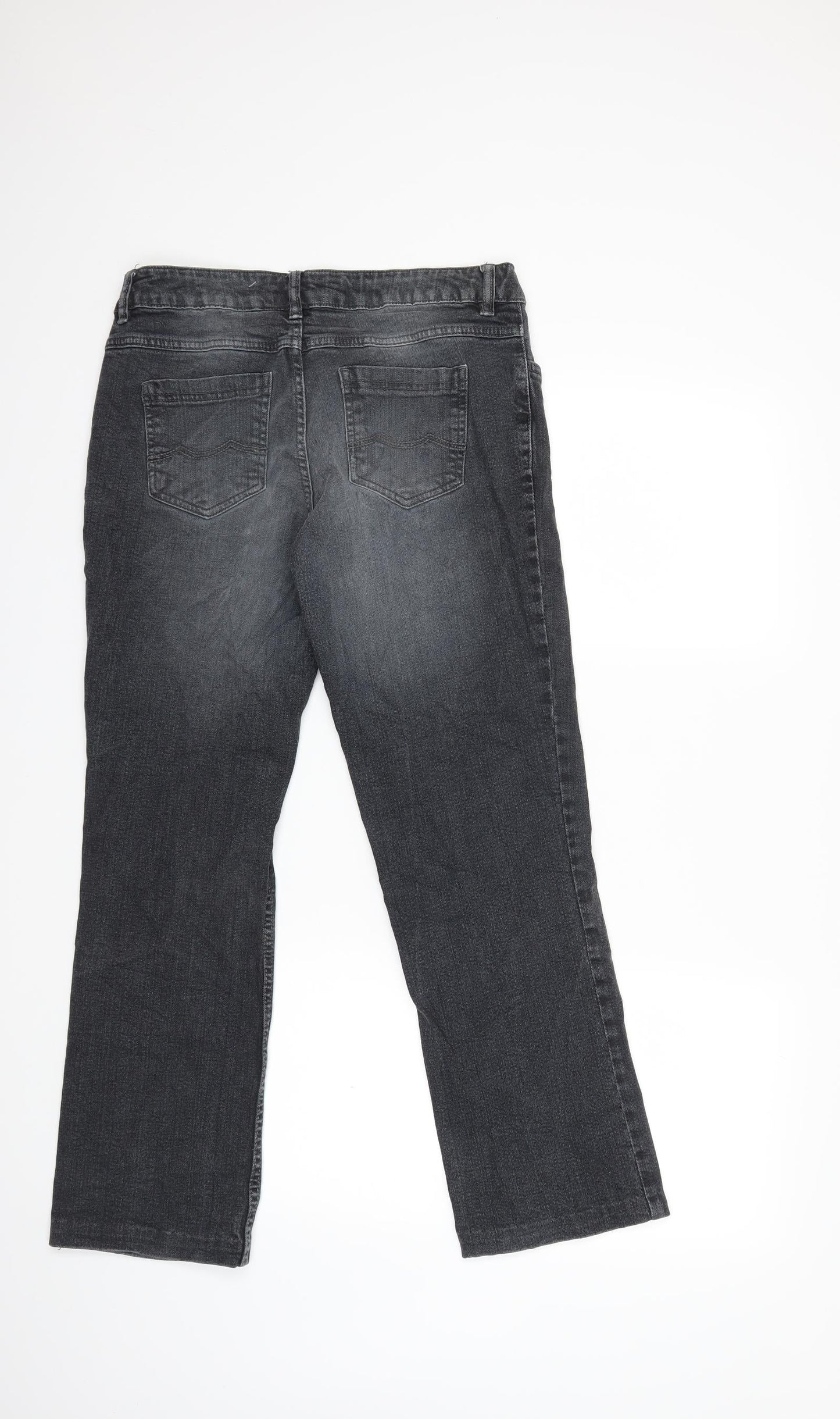 Blue Motion Womens Black  Denim Straight Jeans Size 12 L27 in