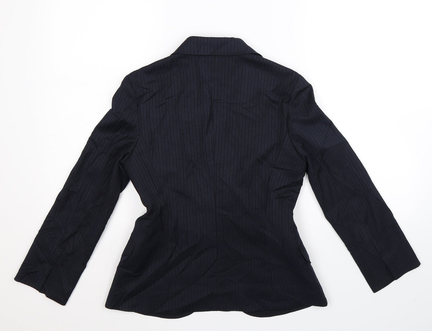 Indivia Womens Blue Striped  Jacket Suit Jacket Size 10