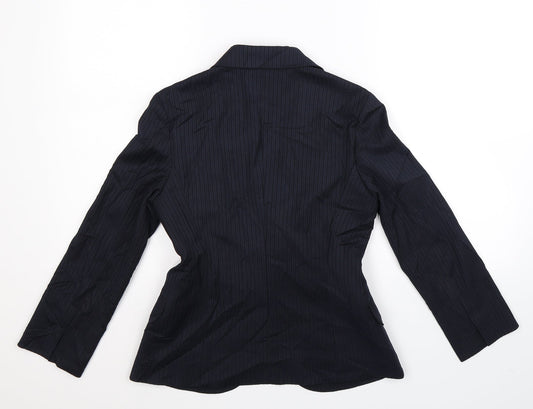 Indivia Womens Blue Striped  Jacket Suit Jacket Size 10