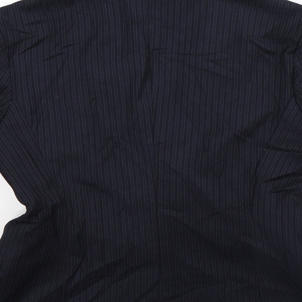Indivia Womens Blue Striped  Jacket Suit Jacket Size 10