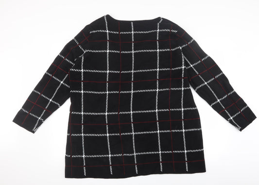 Preworn Womens Black Check  Cardigan Jumper Size 16