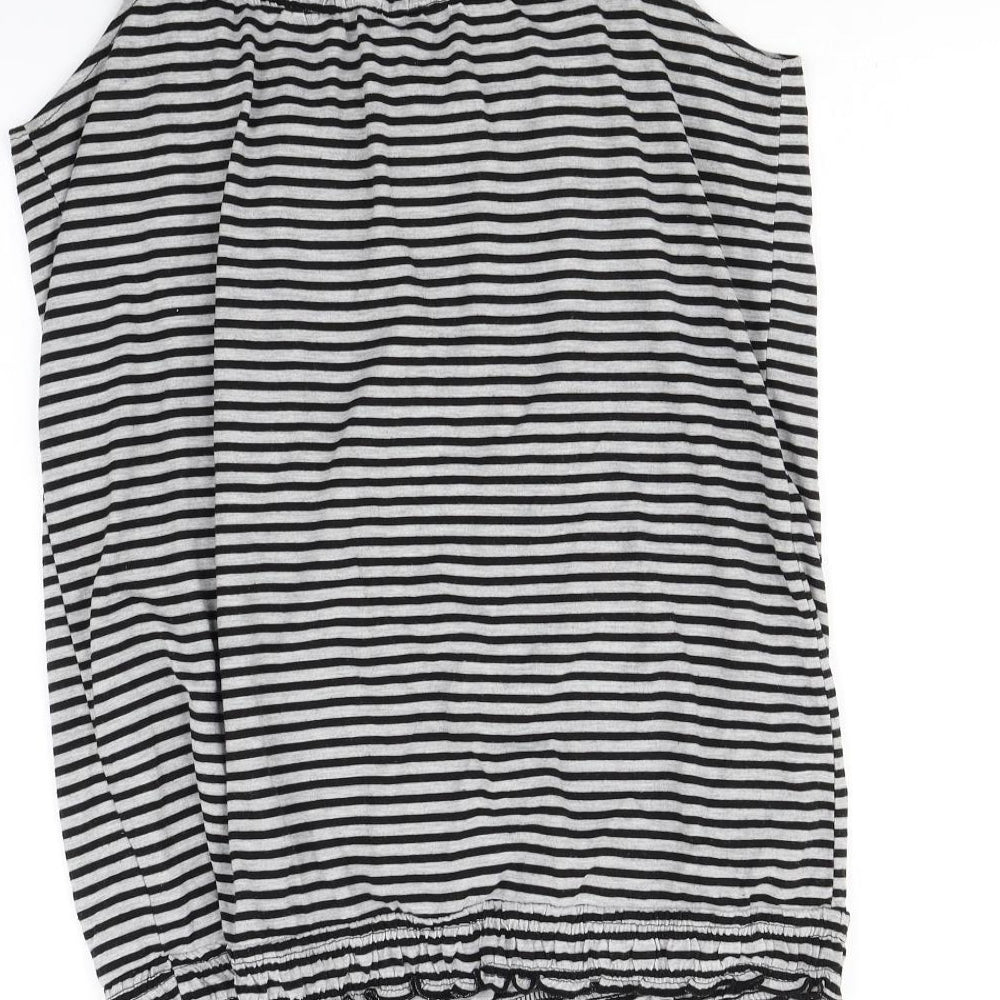 Inspire Womens Black Striped  Basic T-Shirt Size M
