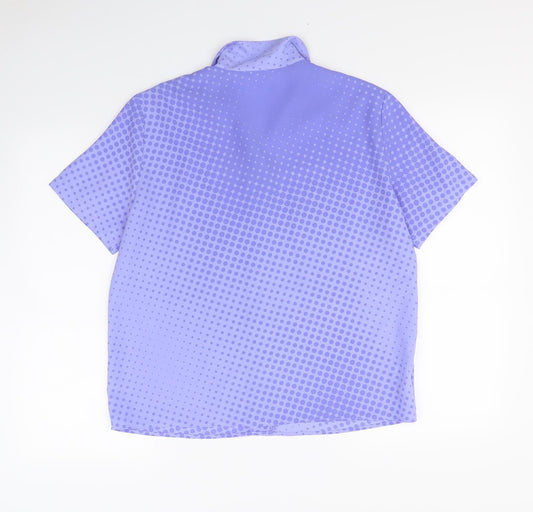 Preworn Womens Purple Polka Dot  Basic Button-Up Size 12