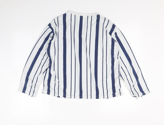 xqgr Womens White Striped  Basic T-Shirt Size L
