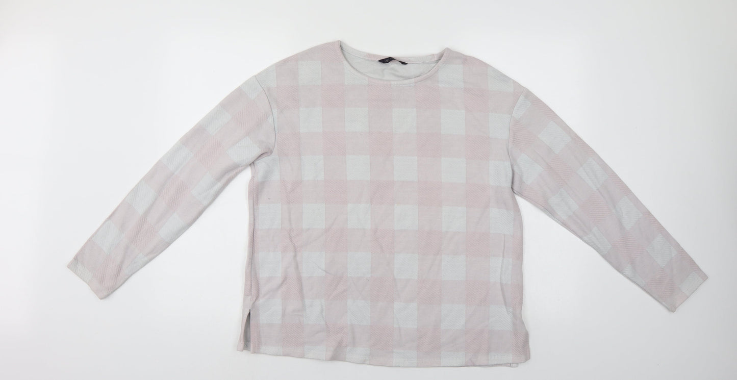 M&S Womens Pink Check  Pullover Jumper Size 14