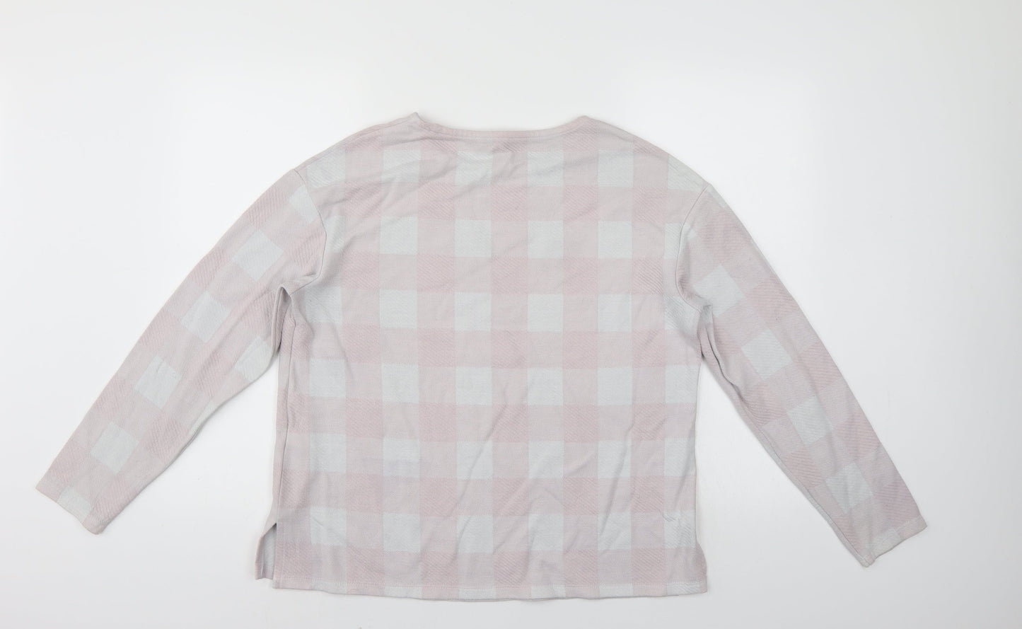 M&S Womens Pink Check  Pullover Jumper Size 14