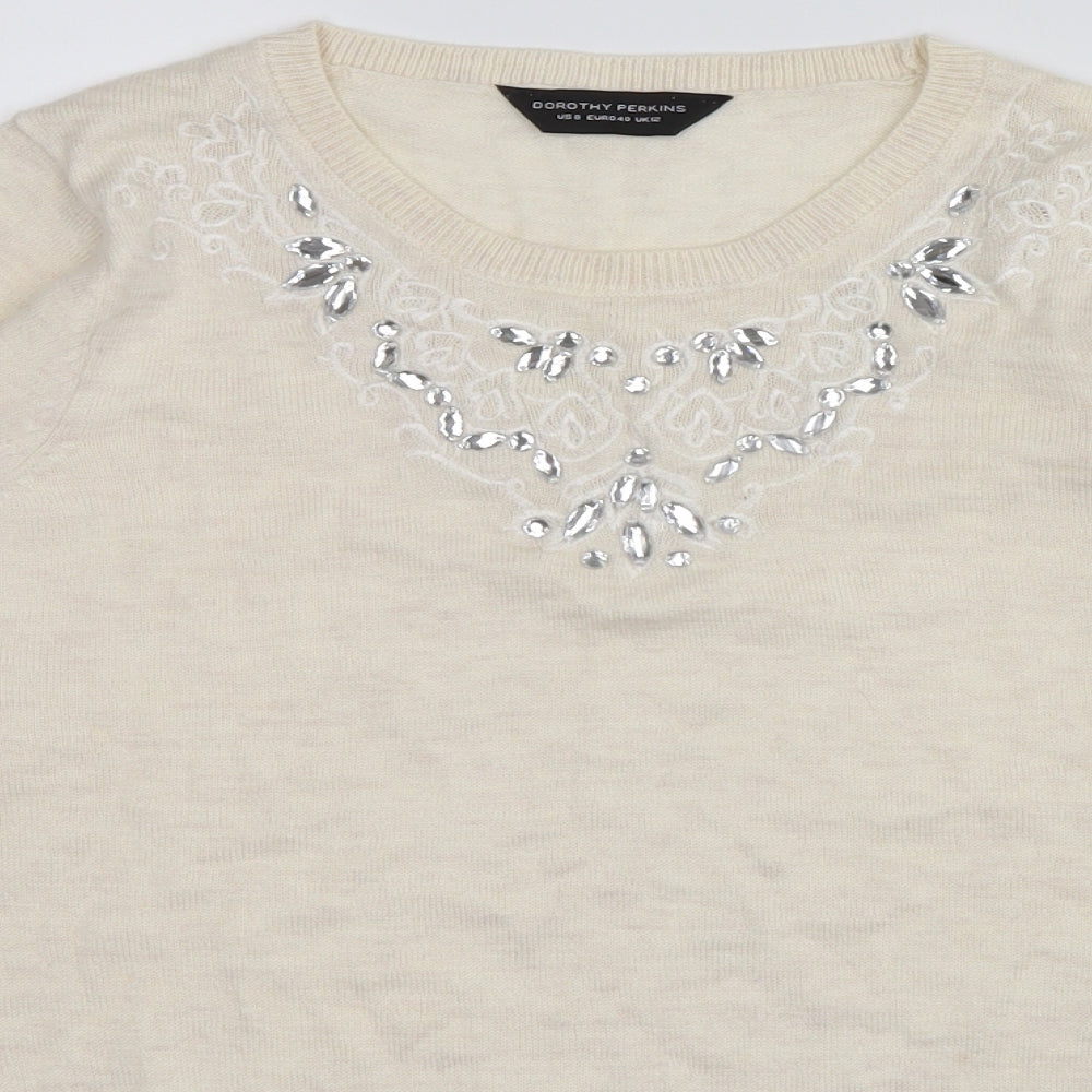 Dorothy Perkins Womens Ivory   Pullover Jumper Size 12