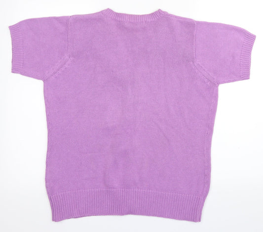 EWM Womens Purple  Rayon Cardigan Jumper Size M