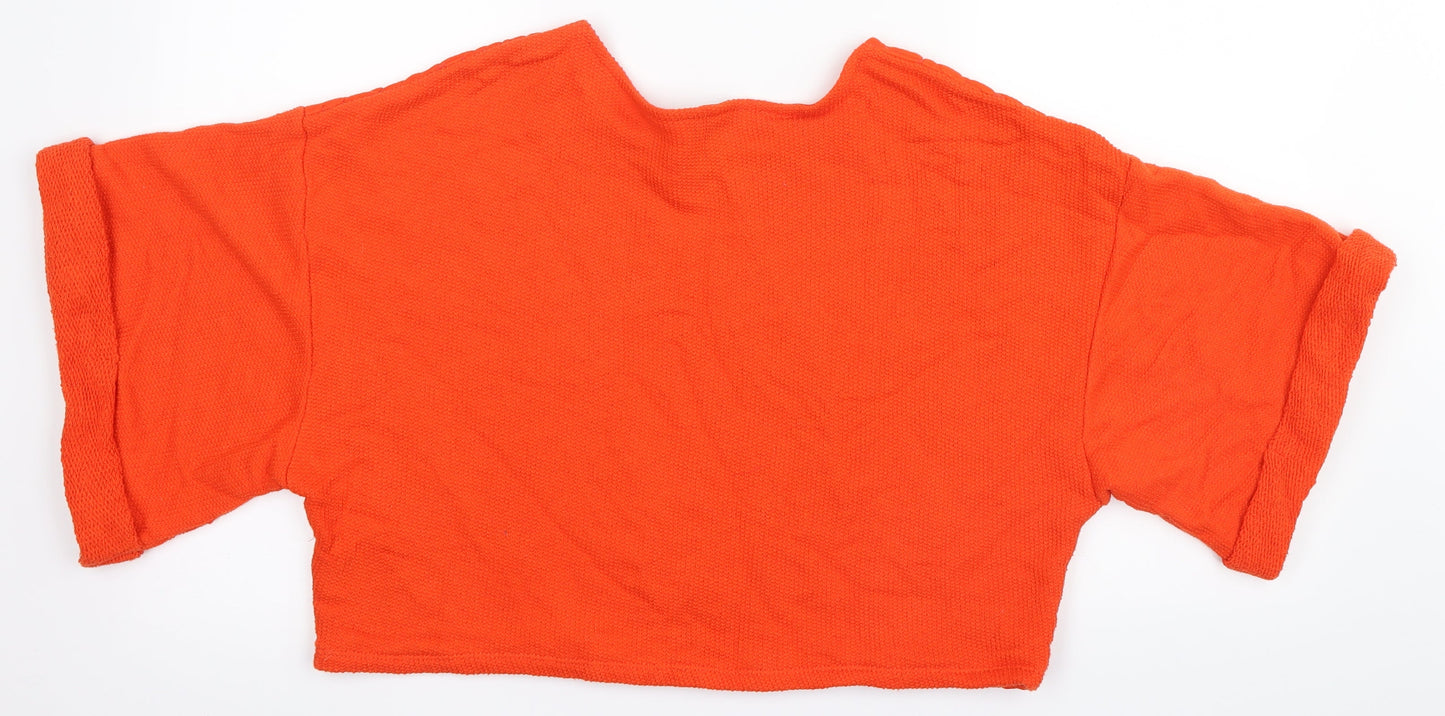 H&M Womens Orange   Cropped T-Shirt Size M