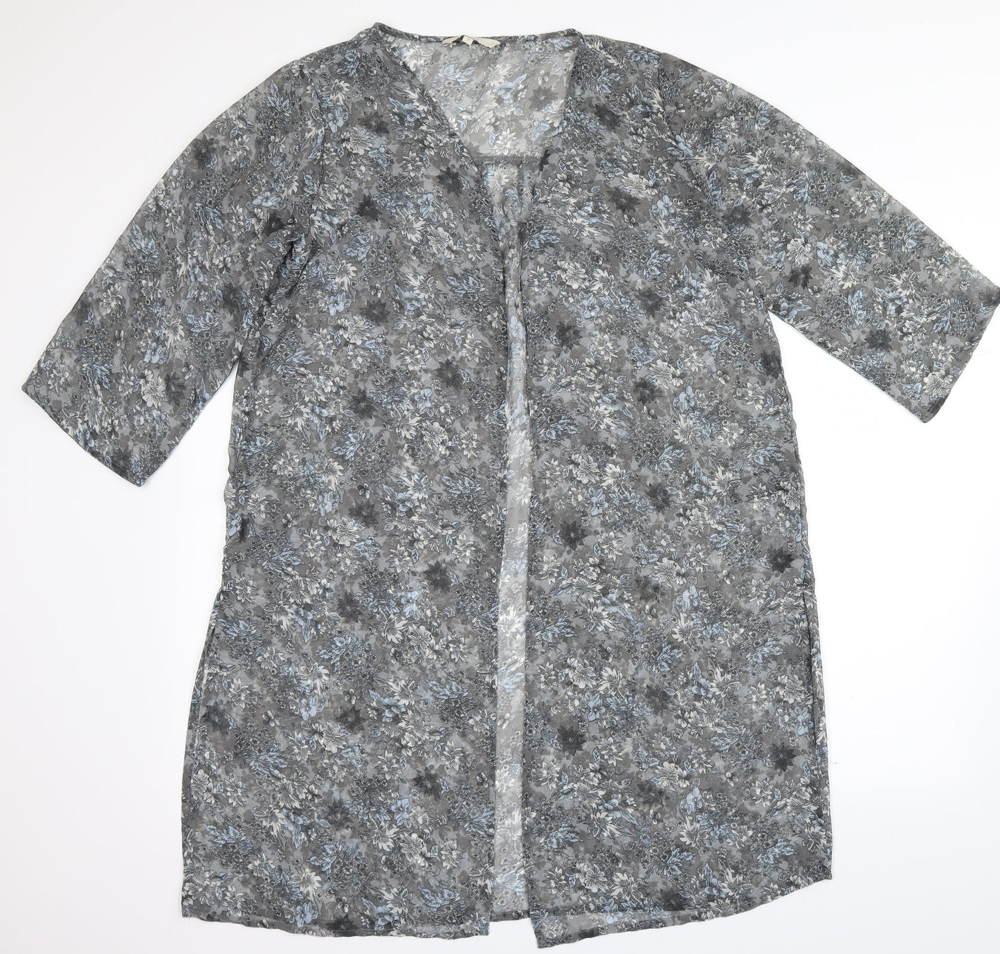 NEXT Womens Grey Floral  Kimono Blouse Size 12  - Pool Cover Up