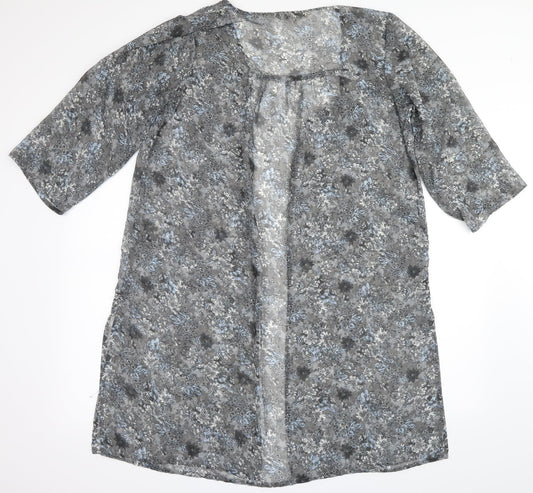 NEXT Womens Grey Floral  Kimono Blouse Size 12  - Pool Cover Up
