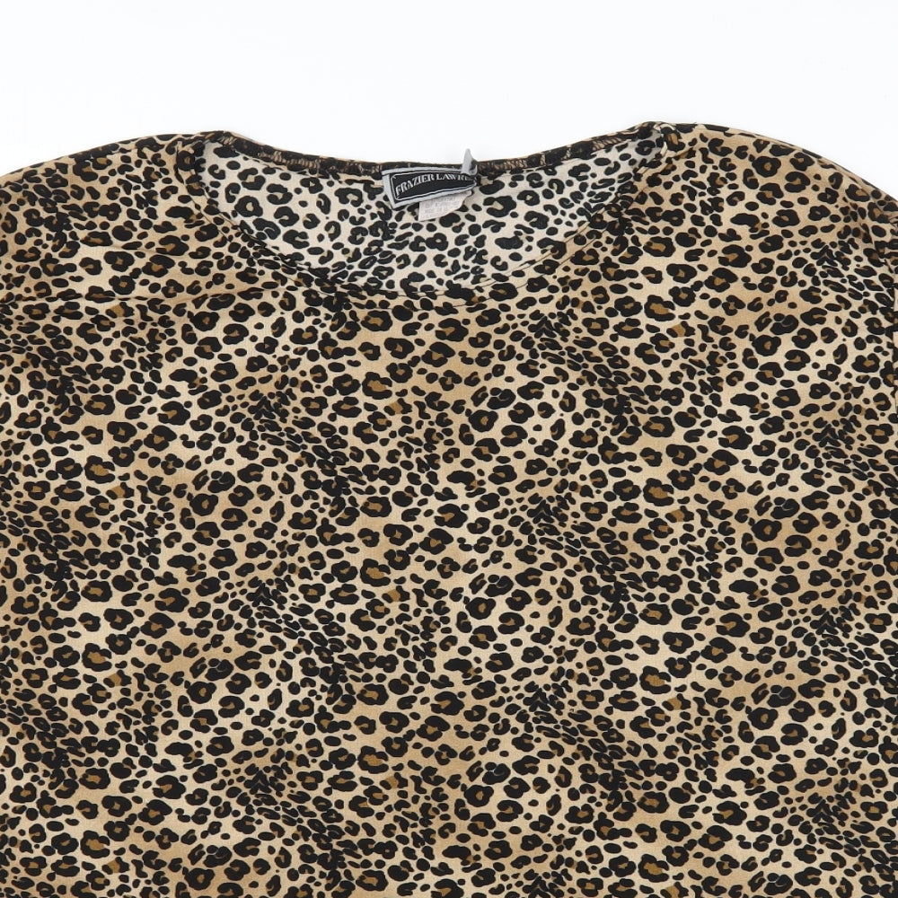 Frazier Lawrence  Womens Brown Animal Print  Basic T-Shirt Size L