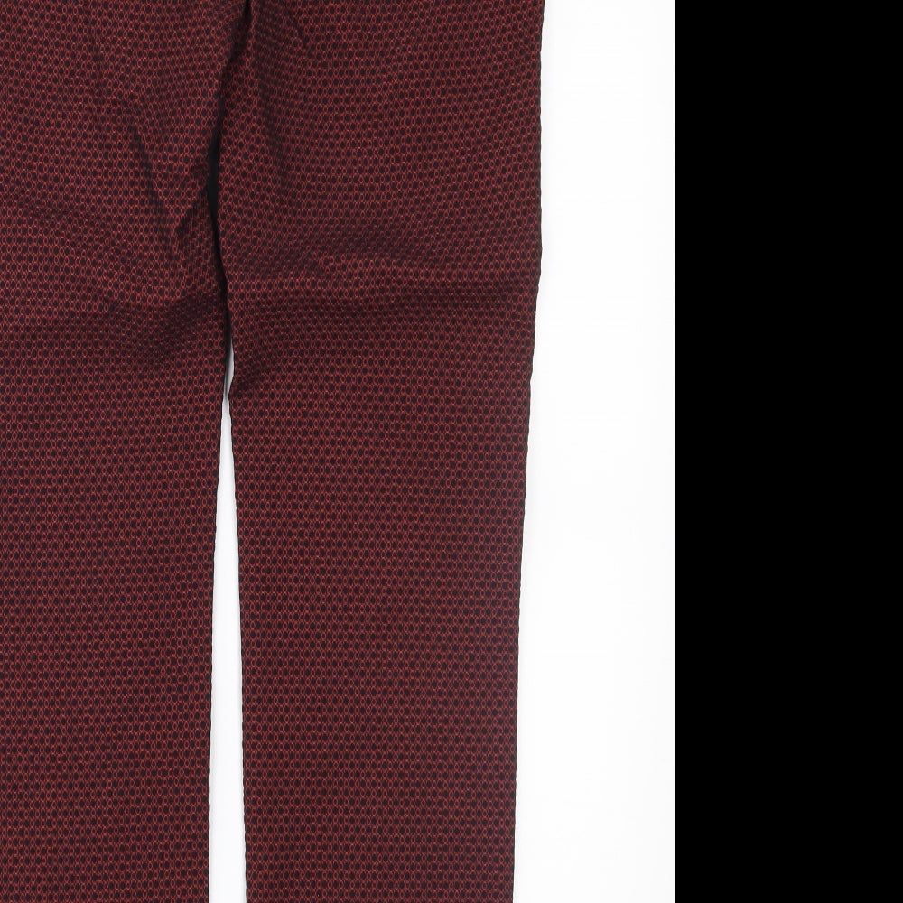Marks and Spencer Womens Red Geometric  Trousers  Size 8 L28 in