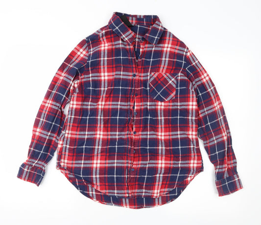 FACTORIE Womens Red Check  Basic Button-Up Size S