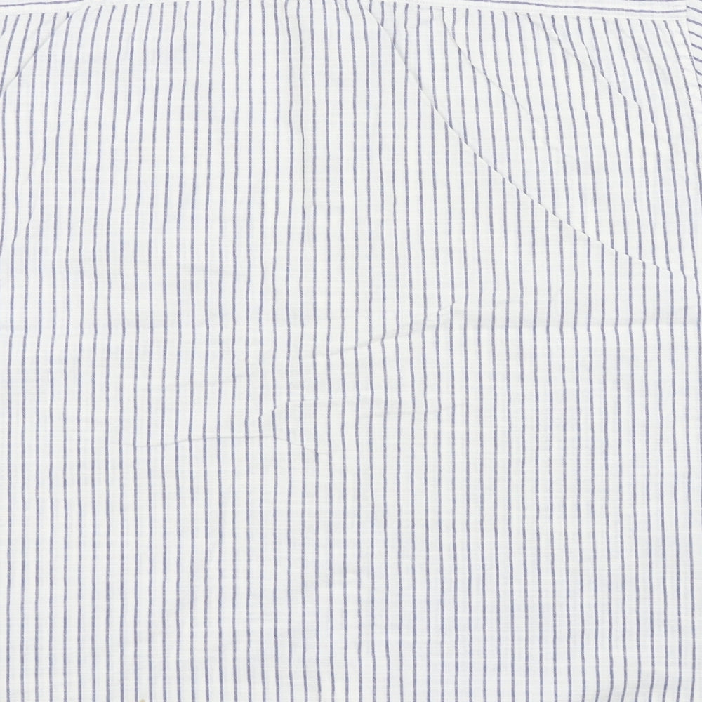 M&S Mens White Striped   Button-Up Size M