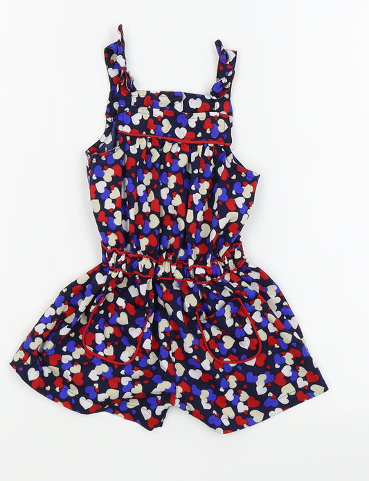 Matalan Girls Blue   Dungaree One-Piece Size 12-18 Months  - Heart Detail/playsuit