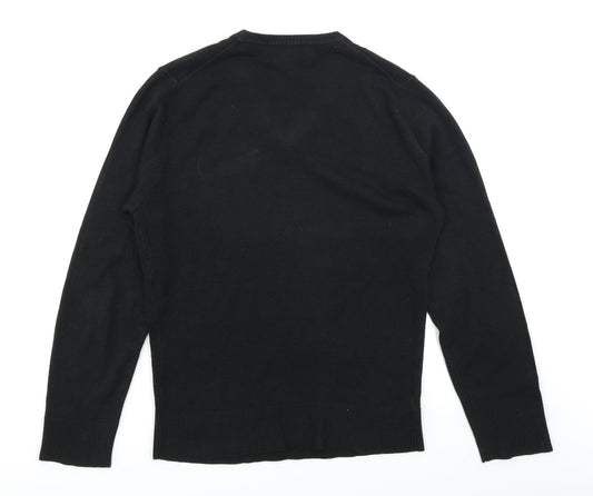 David Jones Mens Black  Knit Pullover Jumper Size S