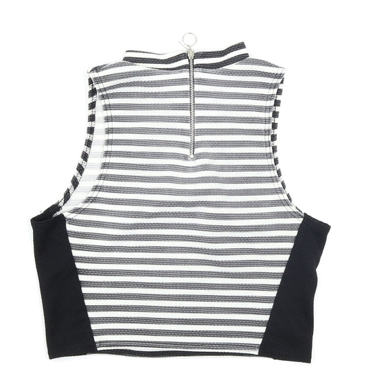 New Look Womens Black Striped  Cropped Tank Size 12
