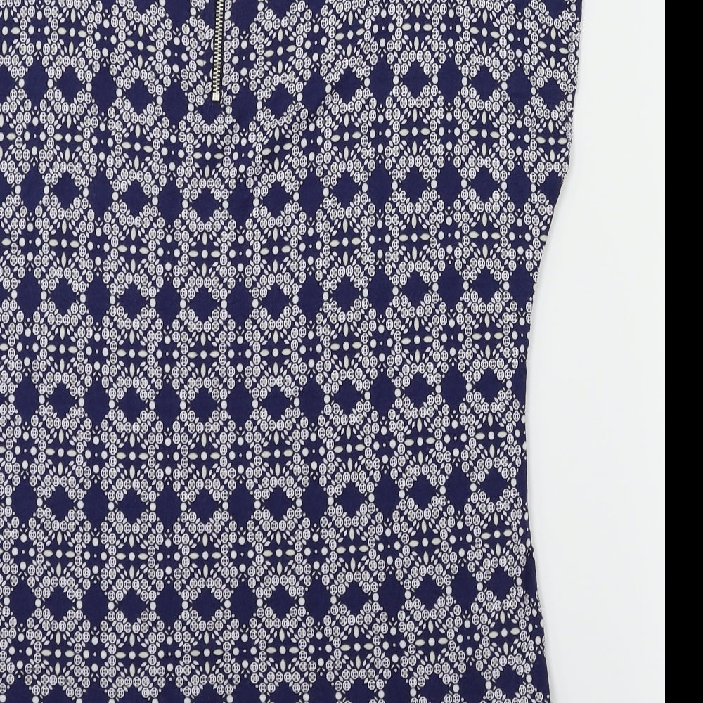 M&Co Womens Blue Floral  Basic T-Shirt Size 12