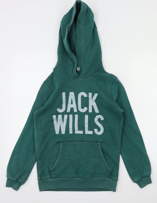 Jack Wills Womens Green Houndstooth  Pullover Hoodie Size 4