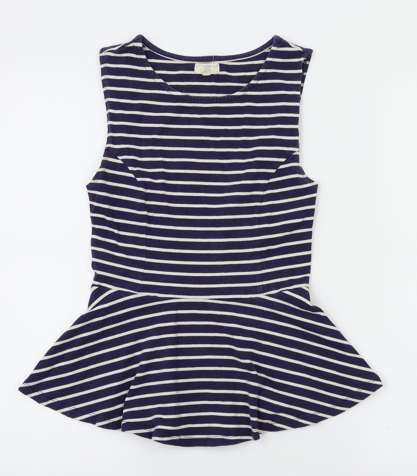 New Look Womens Blue Striped  Basic T-Shirt Size 8