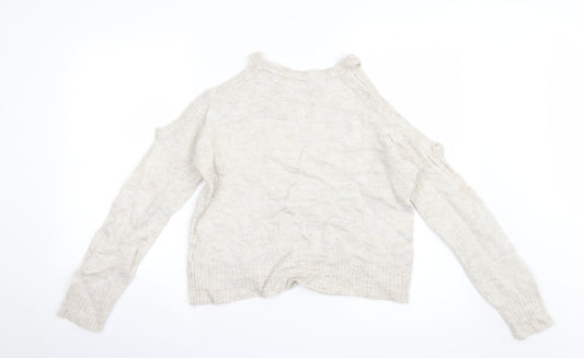 Divided by H&M Womens Ivory  Knit Pullover Jumper Size XS  - Open Shoulders