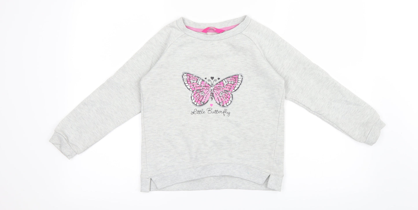 Young Dimension Girls Grey   Pullover Jumper Size 7-8 Years  - Butterfly