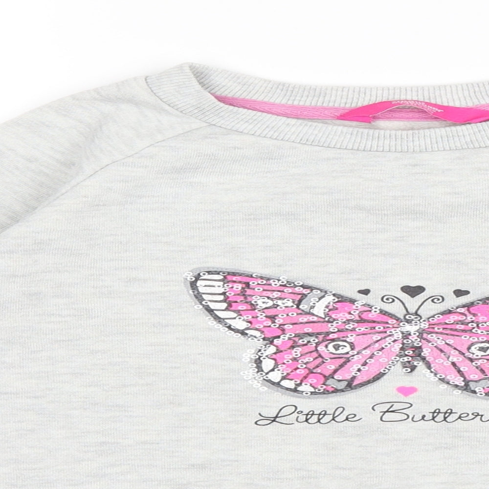 Young Dimension Girls Grey   Pullover Jumper Size 7-8 Years  - Butterfly