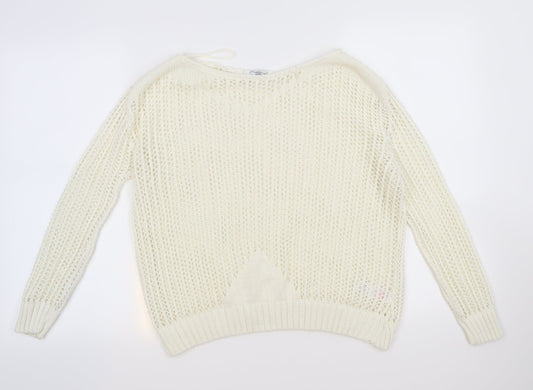New Look Womens Ivory  Knit Pullover Jumper Size L