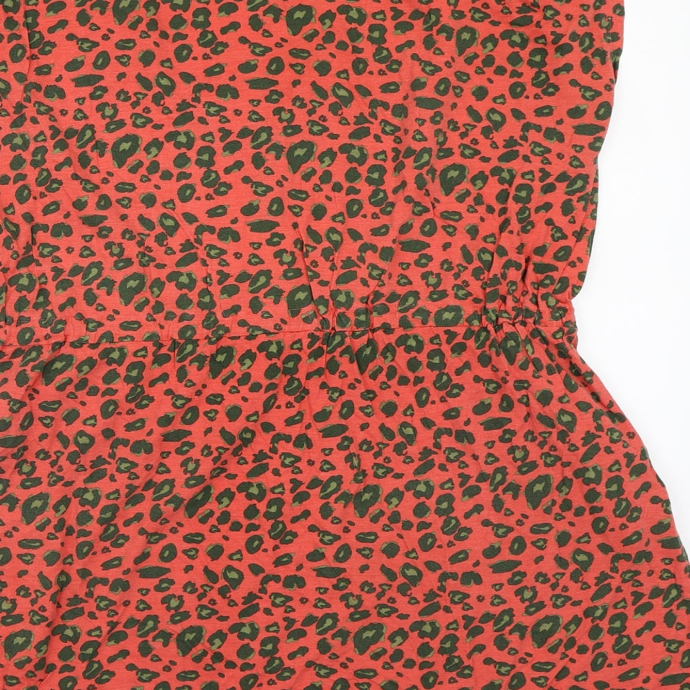 Studio Womens Red Animal Print  Basic T-Shirt Size 20