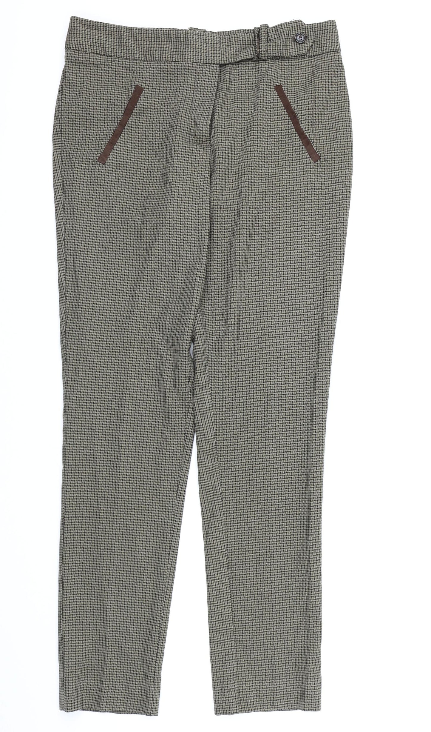 NEXT Womens Brown Check Rayon Trousers  Size 10 L28 in