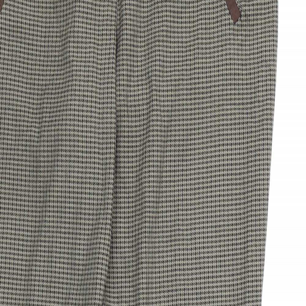NEXT Womens Brown Check Rayon Trousers  Size 10 L28 in