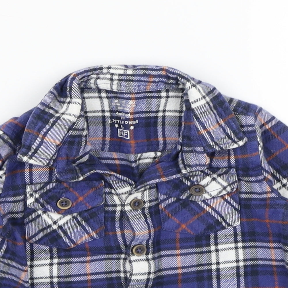 F&F Boys Blue Check  Basic Button-Up Size 12-18 Months