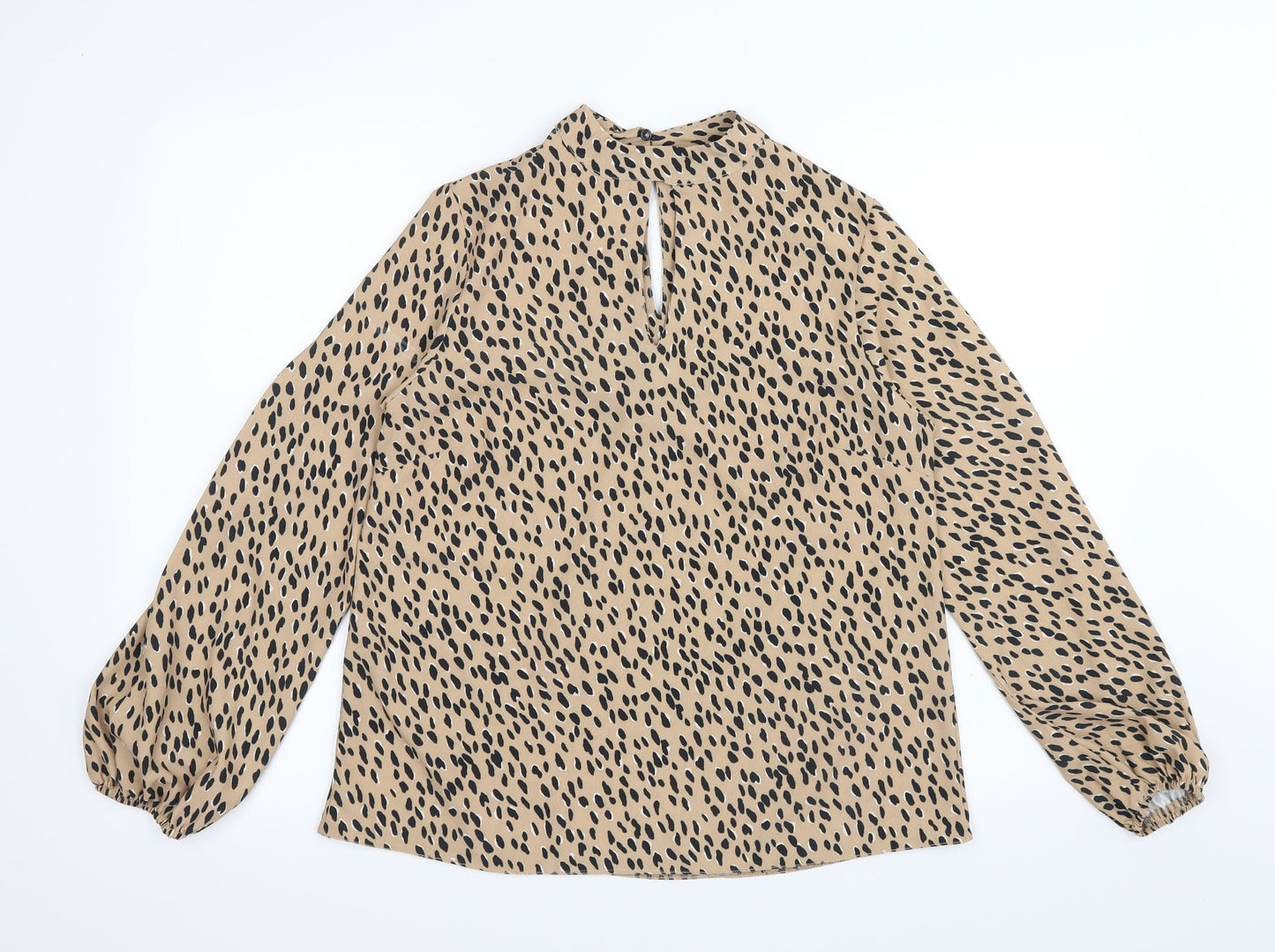 New Look Womens Beige Animal Print  Basic Blouse Size 8