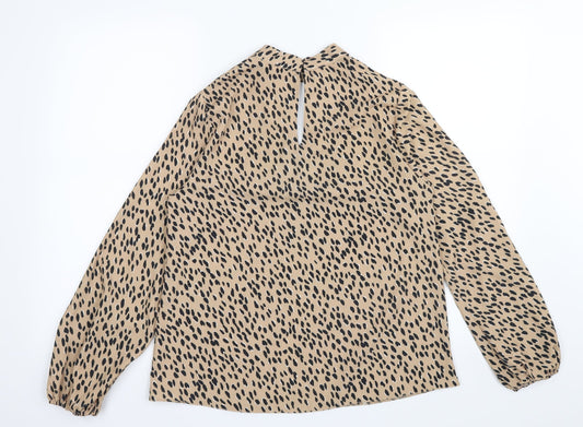 New Look Womens Beige Animal Print  Basic Blouse Size 8