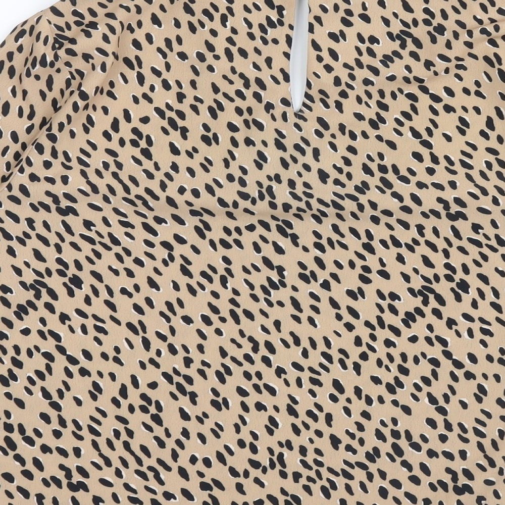 New Look Womens Beige Animal Print  Basic Blouse Size 8