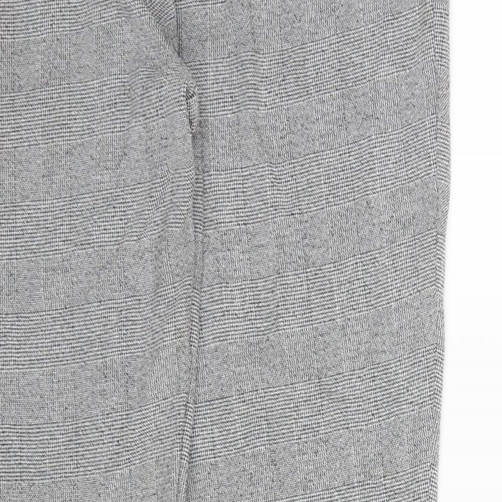 M&S Womens Grey Check  Dress Pants Trousers Size 12 L26 in