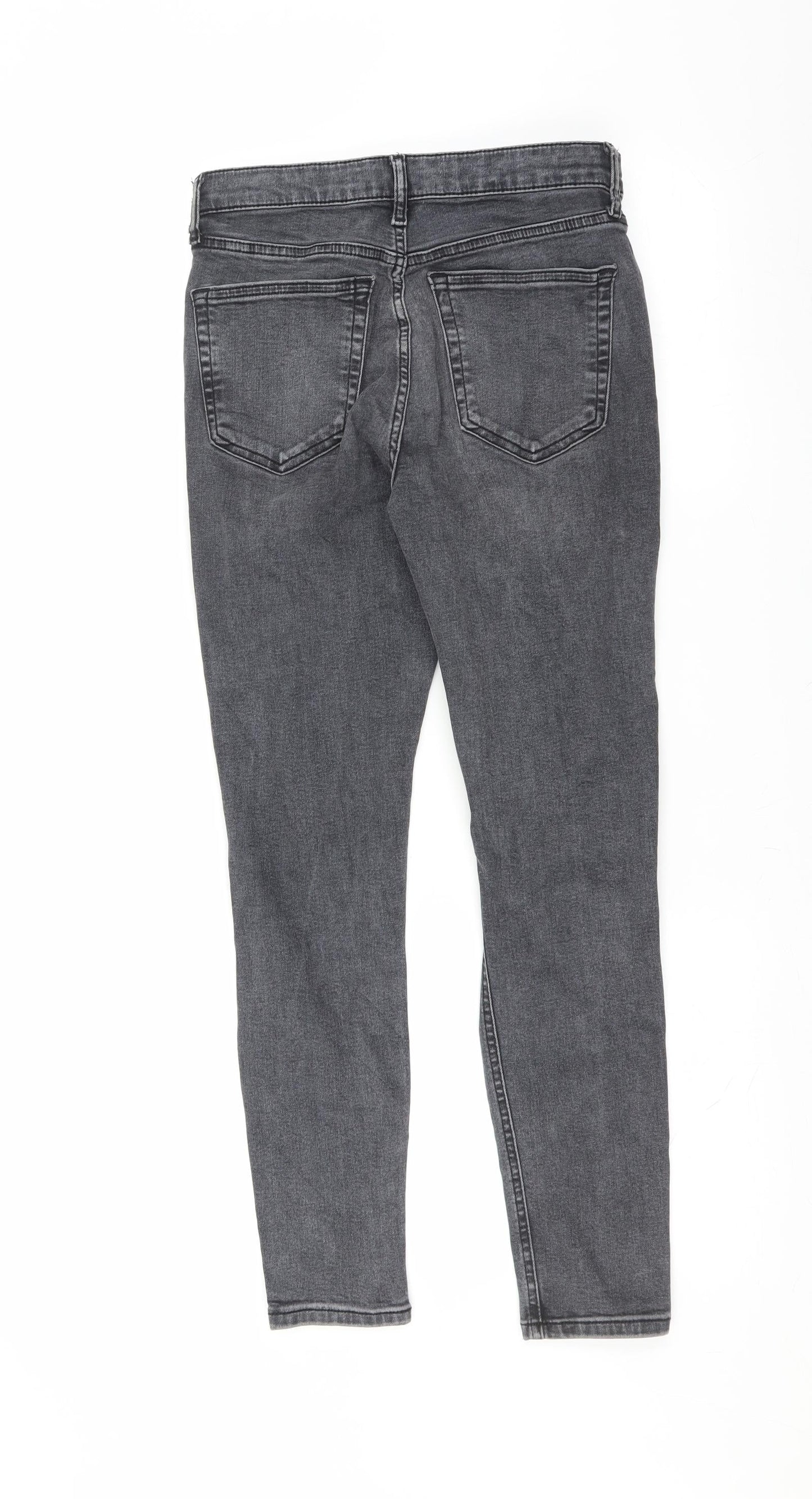 Topshop Womens Grey  Denim Skinny Jeans Size 28 in L30 in - Distressed