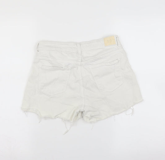 Berska Womens White  Denim Hot Pants Shorts Size 28 in - Distressed