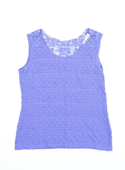 M&S Womens Blue Floral  Basic Blouse Size 8
