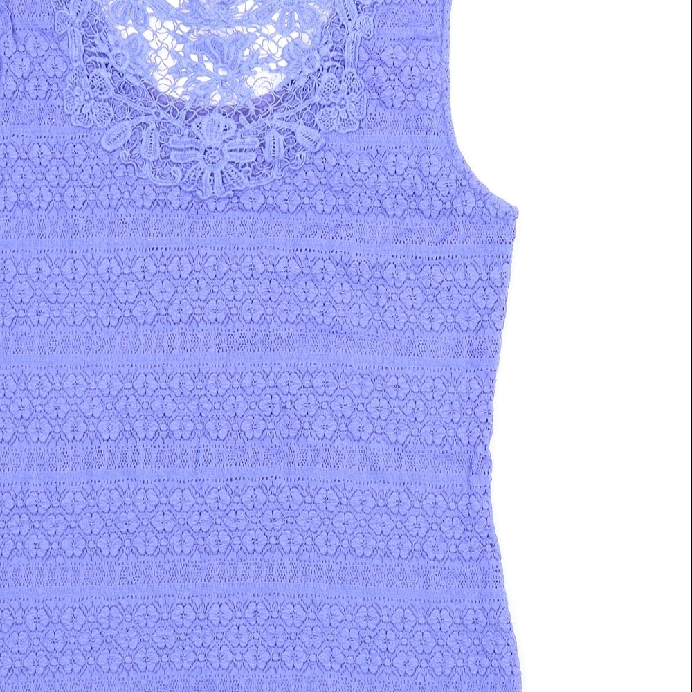M&S Womens Blue Floral  Basic Blouse Size 8