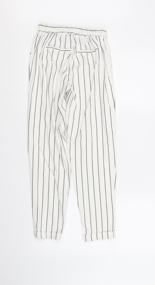 Berksha Womens White Striped  Jogger Trousers Size XS L27 in