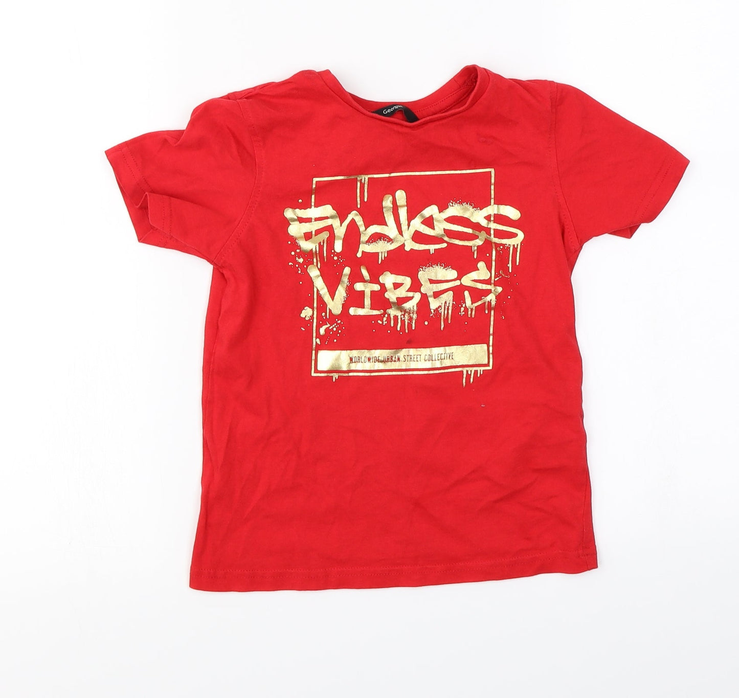 George  Boys Red   Basic T-Shirt Size 6-7 Years