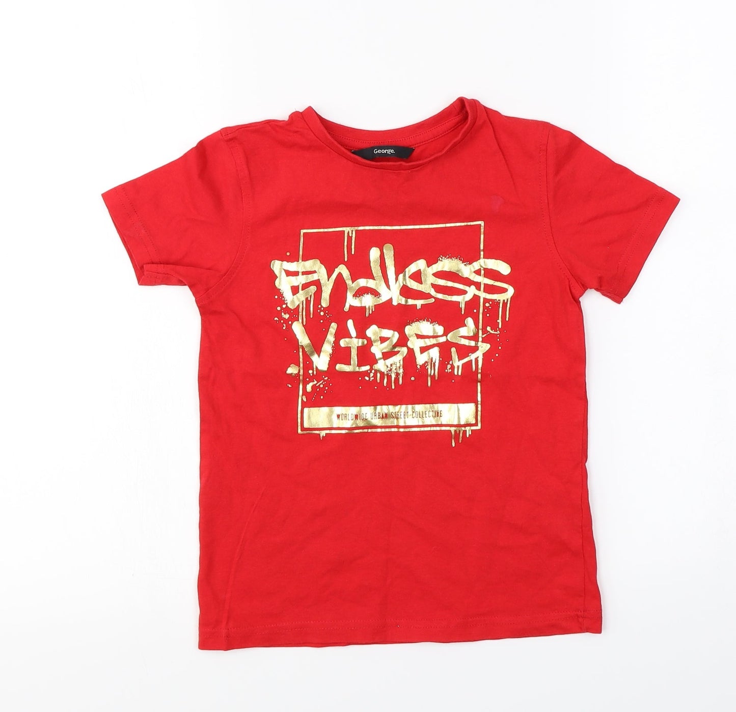 George  Boys Red   Basic T-Shirt Size 6-7 Years