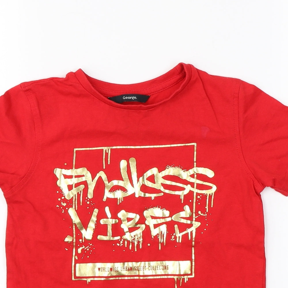 George  Boys Red   Basic T-Shirt Size 6-7 Years